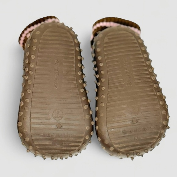 Skidders Brown Baby Shoes with Pink Polka Dots Size 8 / 24M Walker - Picture 5 of 9